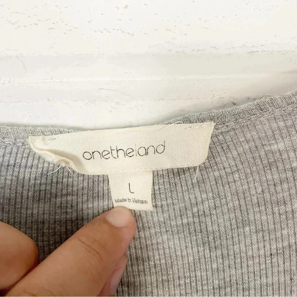 Ontheland Lightweight Rib Knit Button Down Raw Hem Duster Cardigan Size Large - Picture 4 of 8